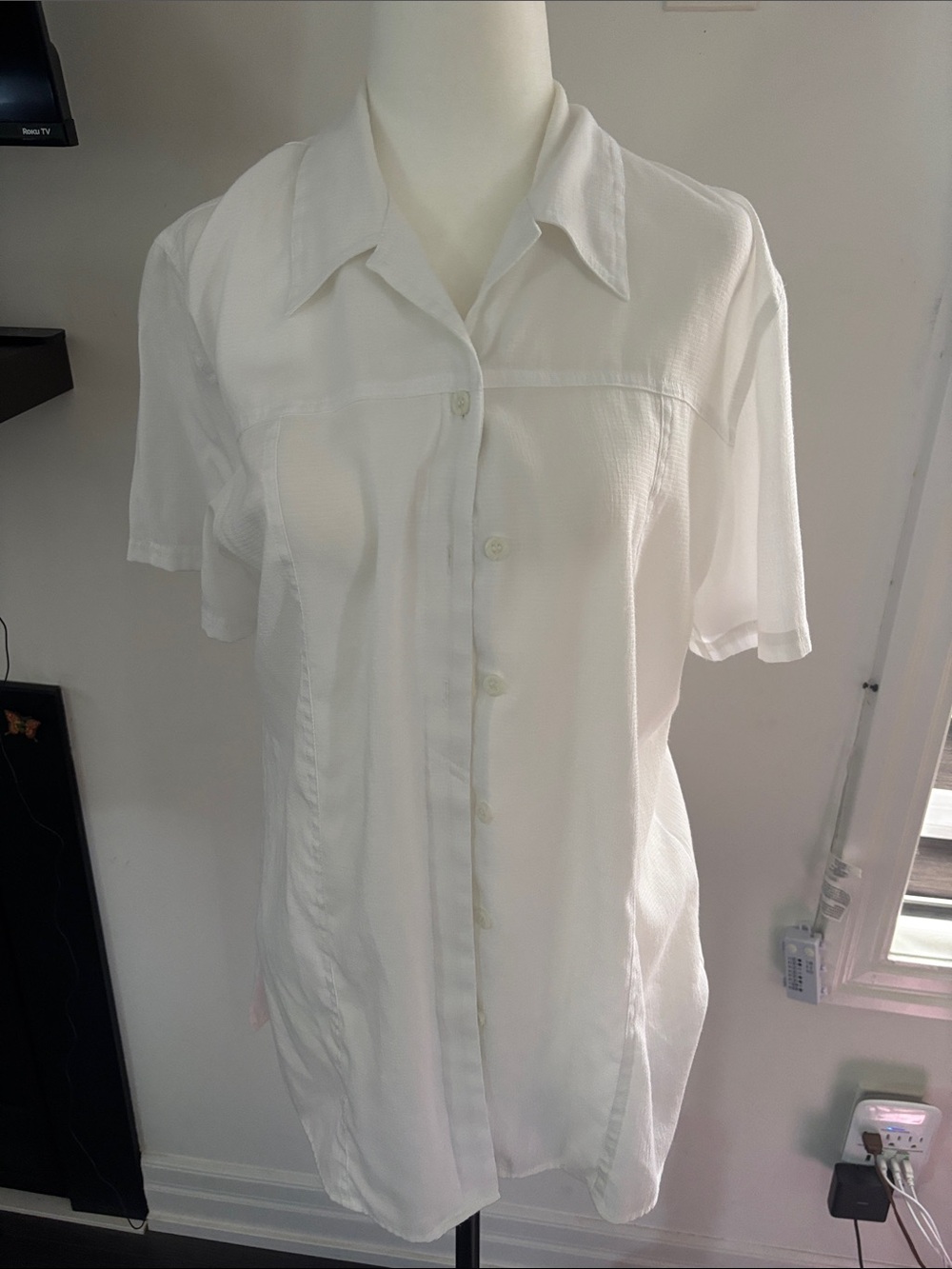 Jessica White Short-Sleeve Button Front Blouse